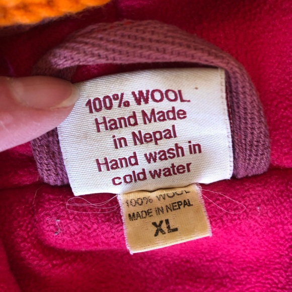 BALTA Funwear Vintage 100% Wool Handmade in Nepal Lined Zip Up Sweater Jacket XL - Picture 5 of 7